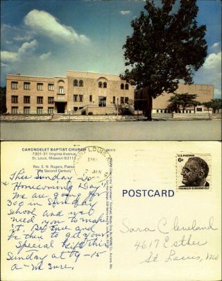 Carondelet Baptist Church St Louis Missouri Mo Vintage Postcard