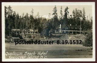 1532 - Vancouver Island Bc 1920s Qualicum Beach Hotel.  Real Photo Postcard