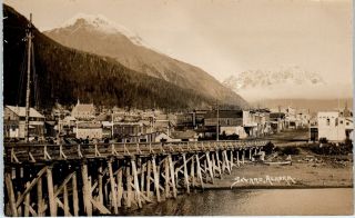 Rppc Seward,  Ak Alaska Main Street Scene & Mountains C1910s Postcard