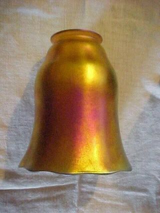 Steuben Aureen Tiffany Favrile Gold Iridescent Art Glass Lamp Shade 2 - 1/4 " B