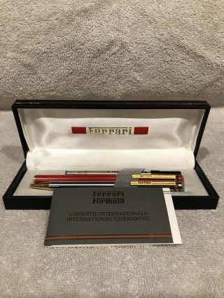 Vintage Ferrari Formula By Cartier 2 Pen And Box With Papers