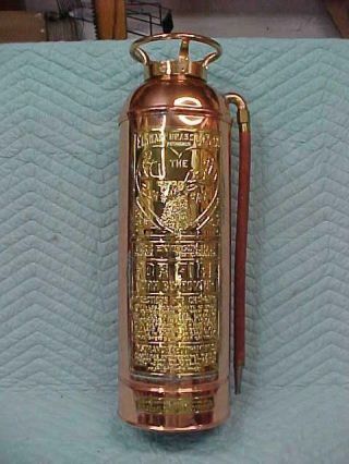 Vintage Elkhart Large Head Copper Fire Extinguisher Polished Empty No Bottle