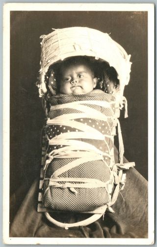 American Indian Papoose Antique Real Photo Postcard Rppc