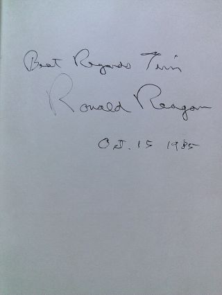 RONALD REAGAN Signed book 1985 The Reagan Wit inscribed Senator letter Idaho 3
