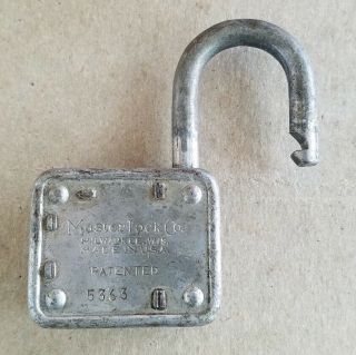 Vintage Master Lock 77 Lion Ornate Tiger Face Padlock Lock W/ 2 Keys USA 4