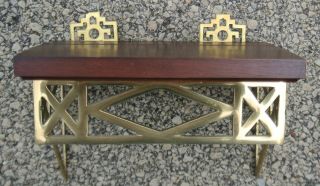 Decorative Crafts,  Inc.  Vintage Wooden Wall Shelf With Brass