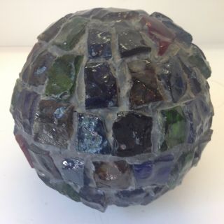 Vintage Leaded Glass Chunky Jewel 7 " Ball Lamp Shade