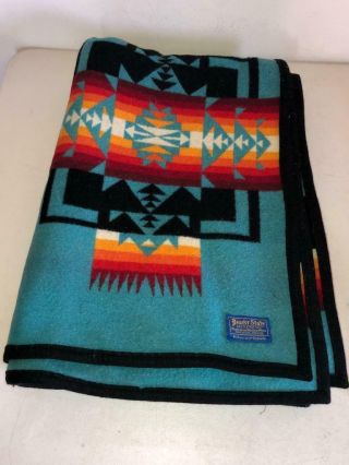 Pendleton Wool Blanket 64”x 80” Chief Joseph Robe Beaver State Turquoise