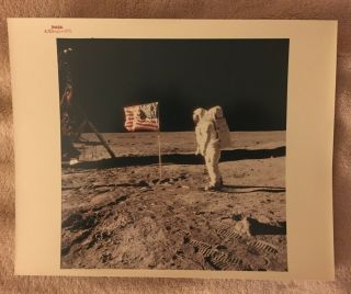 Apollo 11 Red Number Buzz Aldrin Flag Salute Nasa Photo Rare