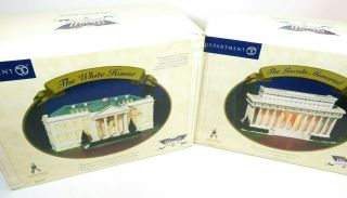 Department 56 Set (2) White House & Lincoln Memorial (57701 & 57702) Euc
