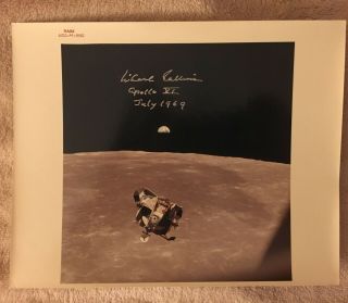 Apollo 11 Lunar Module Ascent Red Number Photo Michael Collins Signed Nasa