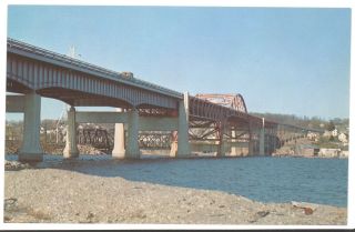 Vintage Postcard Sakonnet Bridge Tiverton Rhode Island Ri Fall River Mass Ma