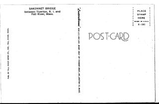 Vintage Postcard Sakonnet Bridge Tiverton Rhode Island RI Fall River Mass MA 2