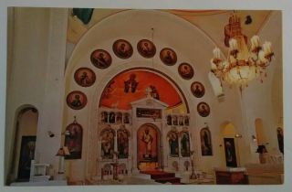 Vintage Florida Postcard Altar St Nicolas Greek Orthodox Church Tarpon Springs