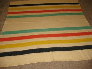 Golden Dawn Wool Blanket Stripes Vtg.  74 X 80 J.  C.  Penney Similar To Hudson Bay