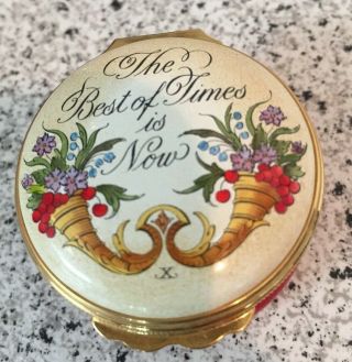 Halcyon Days Enamel Box - " The Best Of Times Is Now " England