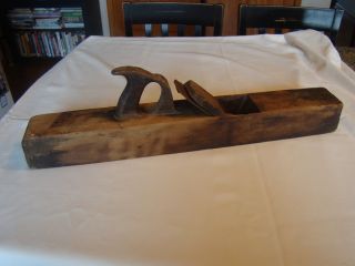 Very Large Antique Wooden 26 Inch Wood Block Plane Planer W/ Ohio Tool Co Blade