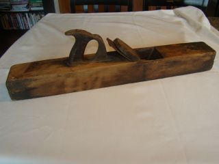 Very Large Antique Wooden 26 Inch Wood Block Plane Planer w/ Ohio Tool Co Blade 2