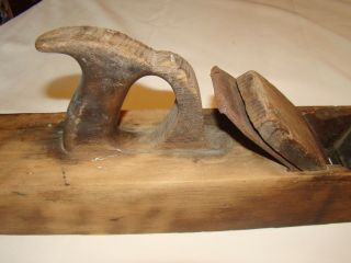 Very Large Antique Wooden 26 Inch Wood Block Plane Planer w/ Ohio Tool Co Blade 3