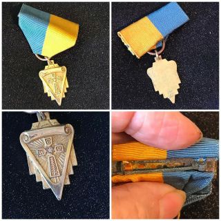 Engraved Cwv Cross 10k Gold Filled Medal Ribbon Pin Vtg Catholic War Veterans
