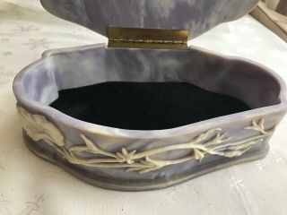Incolay Stone - Purple Jewelry Box With Flowers