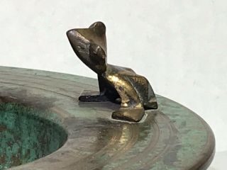 Carl Sorensen Bronze Statue Scotty Dog Pouncing Frog Sitting Bowl 7 - 7/8” Dia 3