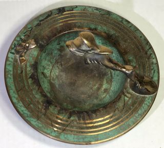 Carl Sorensen Bronze Statue Scotty Dog Pouncing Frog Sitting Bowl 7 - 7/8” Dia 6