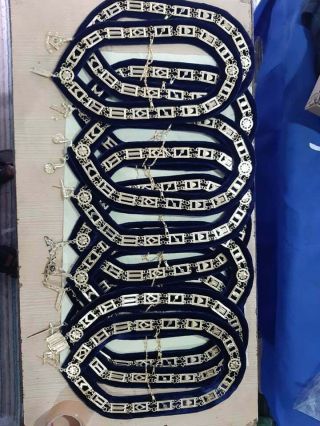 Masonic Regalia Blue House Chain Collar 12 Packs With Offcer Jewels