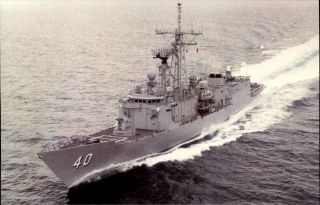 Uss Halyburton Ffg - 40 Guided Missile Frigate Navy Military Ship 1980s Postcard