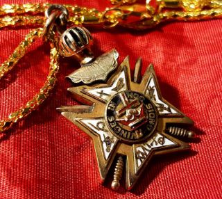 Classic Antique Ornate Masonic Knights Of Malta Fob 1880s Mystic Templar Symbols