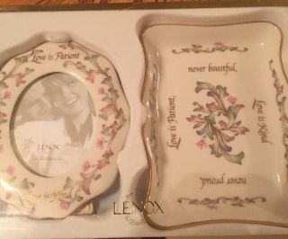 Lenox " Love Is Patient " Gift Set,  Tray And Photo Frame