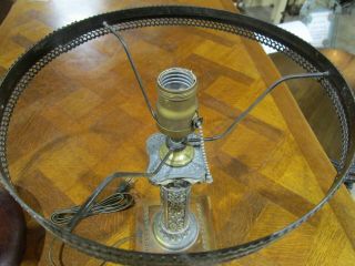 ANTIQUE SIGNED E MILLER LAMP BASE WITH NEW/OLD STOCK SHADE 7