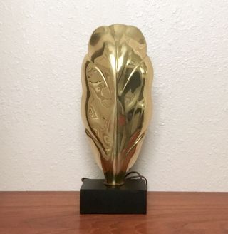 Vintage Chapman Brass Leaf Accent Lamp Tommaso Barbi ? 1980 Hollywood Regency