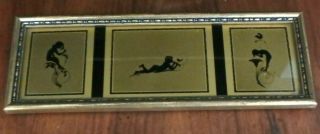 Antique Diefenbach Morning Silhouette Goldtone Tallimit Nymphs Triptych