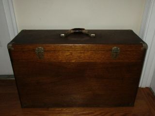 Antique H.  Gerstner & Sons 11 Drawer Large Oak Wood Machinist Tool Chest Box 4