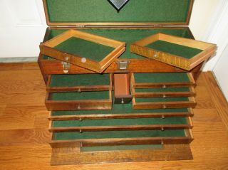 Antique H.  Gerstner & Sons 11 Drawer Large Oak Wood Machinist Tool Chest Box 8