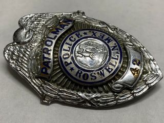 Obsolete 1940 ' s Roswell Mexico Police Badge Hallmarked LA Stamp and Staty Co 3
