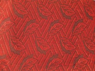 Vintage Frieze Upholstery Fabric Red Leaf 1940s 1950s Mid Century Atomic 2.  5 Yd
