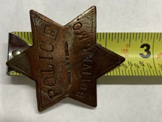 Obsolete late 1800 ' s Bolivar Mo Copper Police Badge by W.  W.  Wilcox Chicago 6