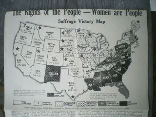 VOTES FOR WOMEN SUFFRAGE VICTORY MAP VIRGINIA CARRIE CATT BROADSIDE 10 X 14 2
