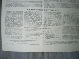 VOTES FOR WOMEN SUFFRAGE VICTORY MAP VIRGINIA CARRIE CATT BROADSIDE 10 X 14 3