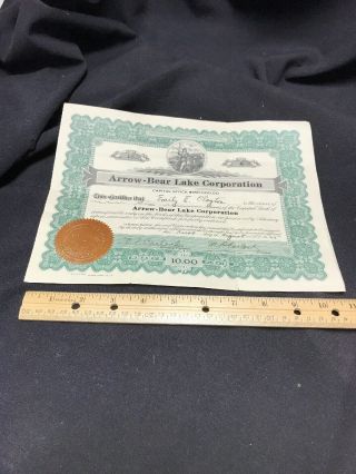 Lake ArrowHead California 1925 Arrow - Bear Lake Corporation Stock Certificate 2