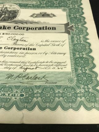 Lake ArrowHead California 1925 Arrow - Bear Lake Corporation Stock Certificate 8