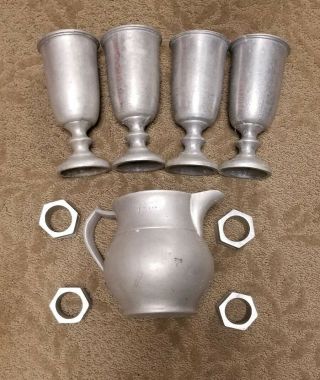 Vintage Wilton Pewter Pitcher,  Goblets/cups & Napkin Rings,  Made In Columbia,  Pa