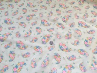 Vintage Flocked Swiss Dot Sheer Fabric 96 x 34 Floral Cabbage Roses Flowers 4