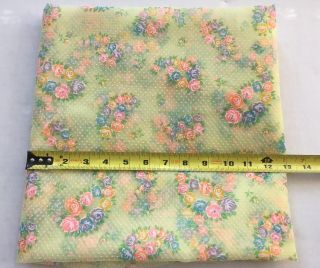 Vintage Flocked Swiss Dot Sheer Fabric 96 x 34 Floral Cabbage Roses Flowers 8