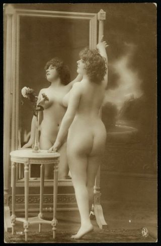 1910 French Photo Postcard Nude Girl Fernande Rear View Jean Agelou