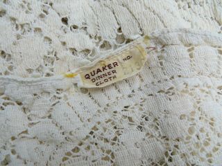 Vtg Quaker Lace Tablecloth TAG 2130 82X62 Ornate Design Dense Cotton Loops 4