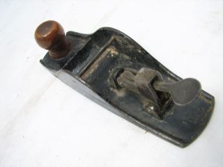 Antique Stanley Early Type 1 No.  103 Block Plane Wood Knob Tool Arch Logo 4
