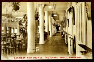 Corridor & Lounge The Grand Hotel Yokohama Japan Advertising Postcard Ca.  1910